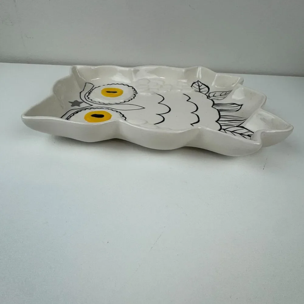 Anthropologie Francesca Kaye Halloween Magic Owl Ceramic Serving Decor Plate